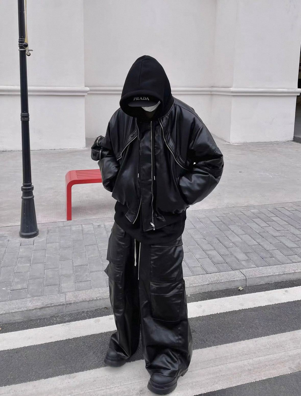 BLACKLISTS Leather Cargo Pants