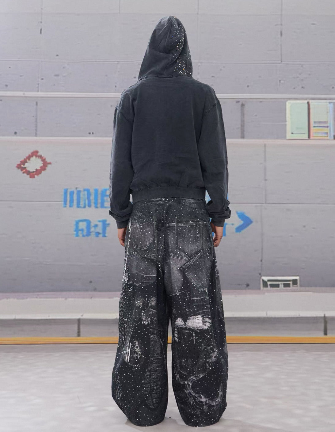 DND4DES Line Stone Print Distressed Denim Jeans