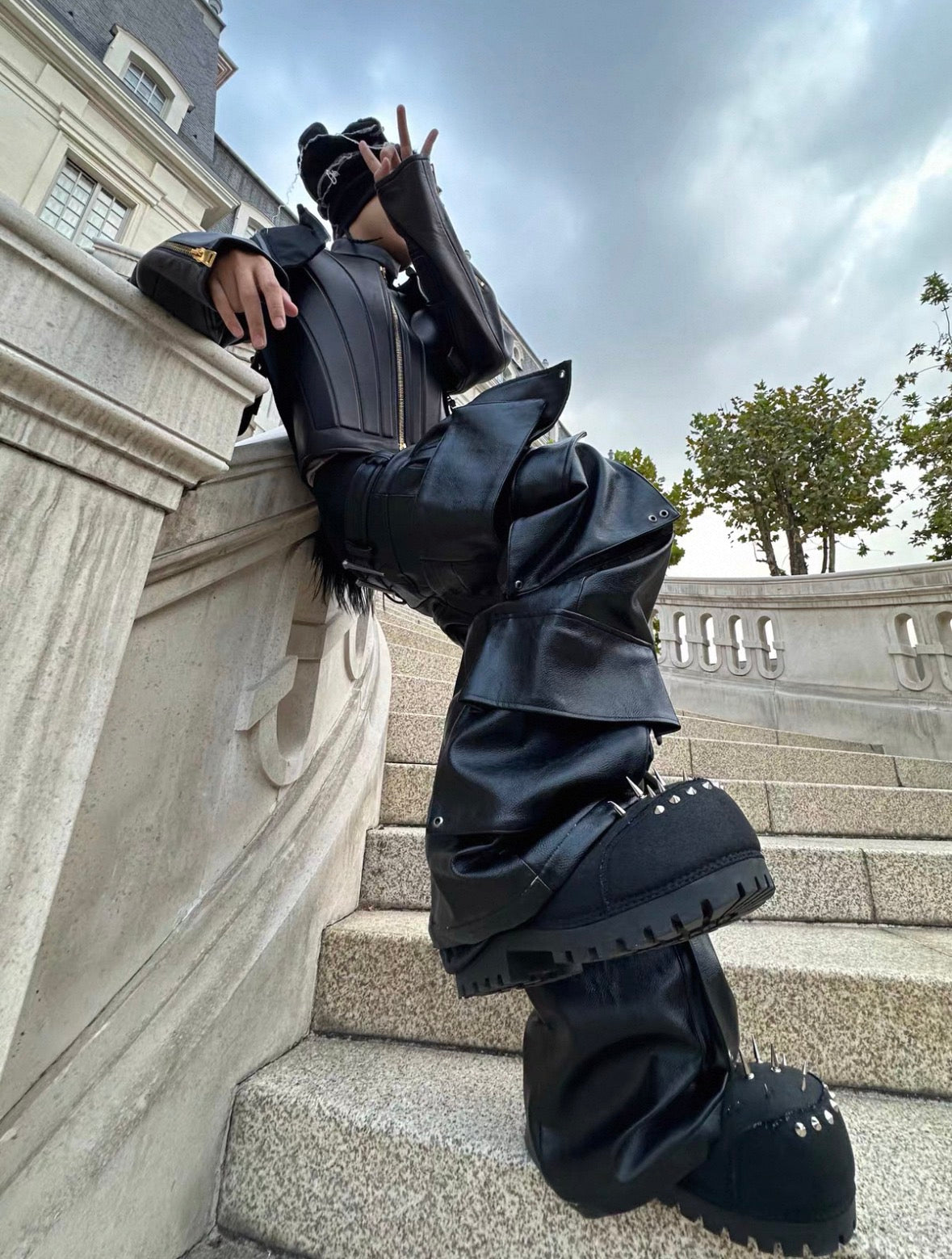 REBELWAVE  3D PU Leather Pants