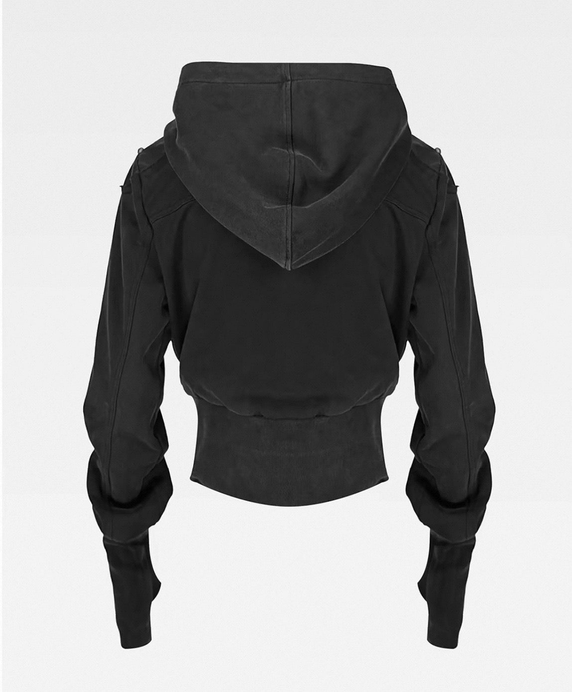 Washed Black Armor Multi-Pocket Zip Hoodie Jacket