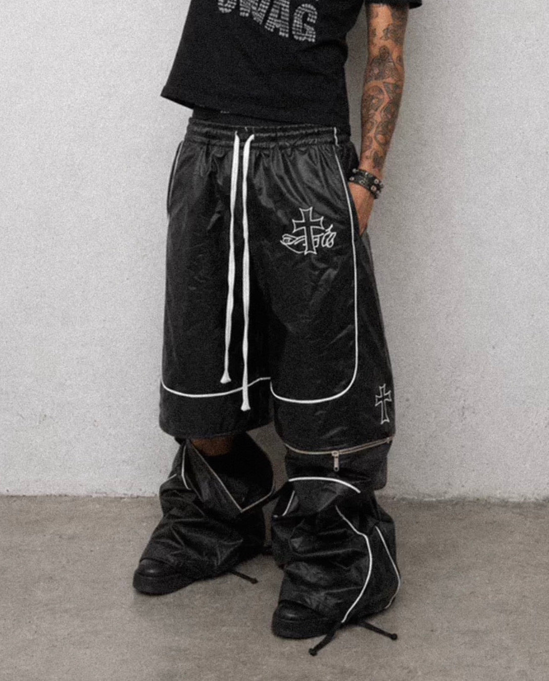 LOSECONTROLEDGE 2Way PU leather half&wide pants