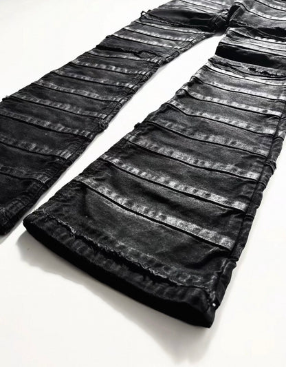 VTPIONEER Distressed Rib Flare Jeans