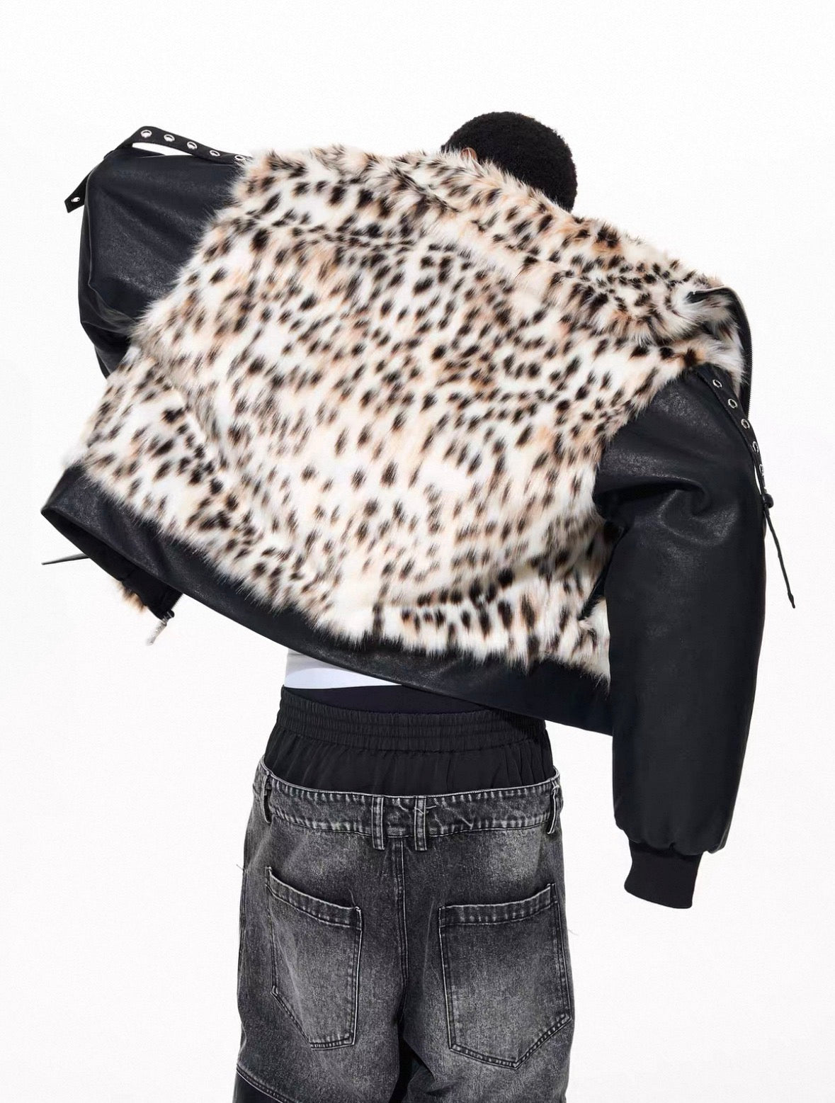 FOURTH3EX Far PU Leather Jacket