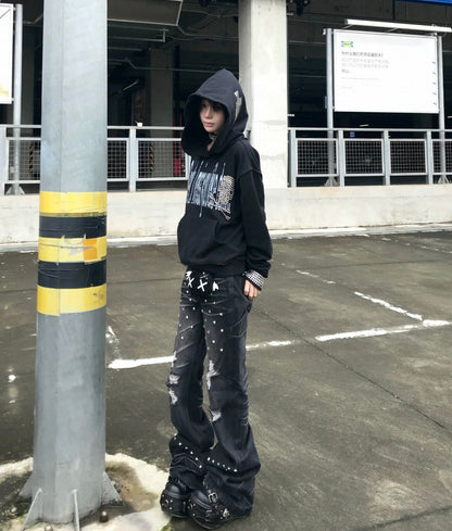 EZWIK Studs Cross Hoodie