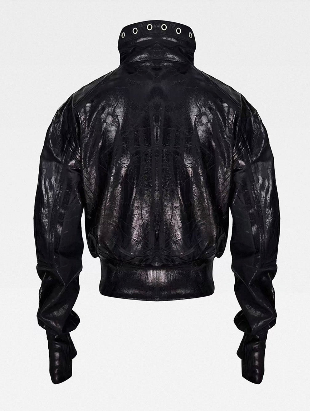 Metal Black Stand Collar Zipper Jacket
