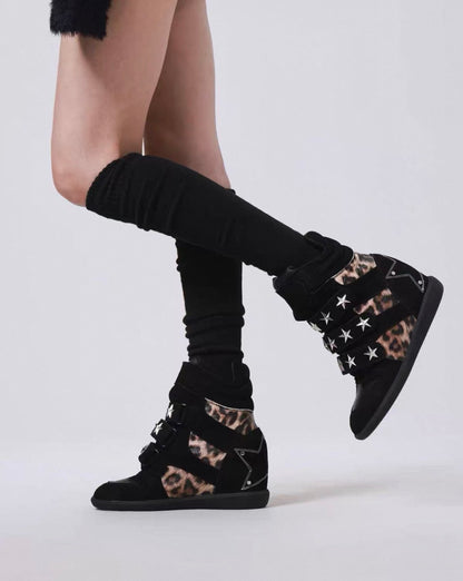 Vintage Leopard Platform Sneakers
