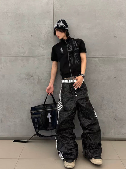 99CLUB クラックレザー ワイドパンツ 5本ライン SELFISH