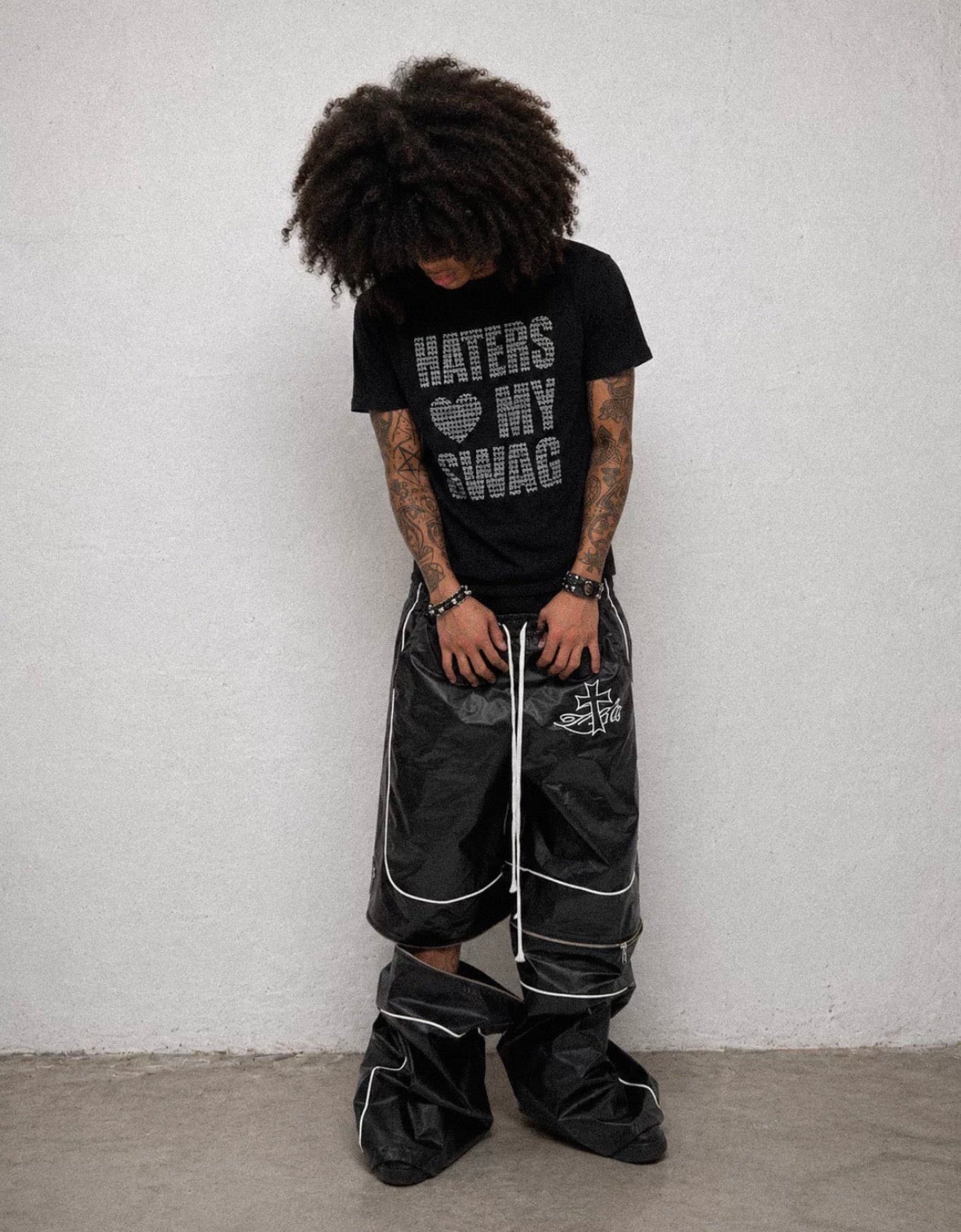 LOSECONTROLEDGE 2Way PU leather half&wide pants