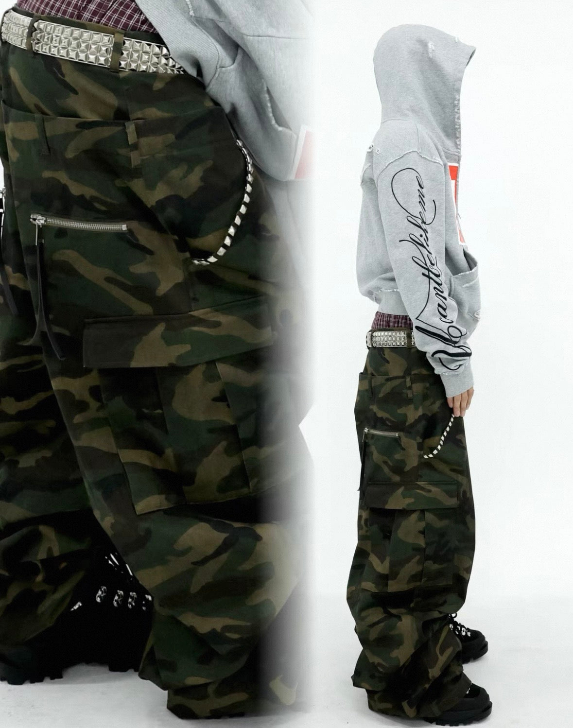 UCAN'TBELIKEME  Camo Double Waist Pants