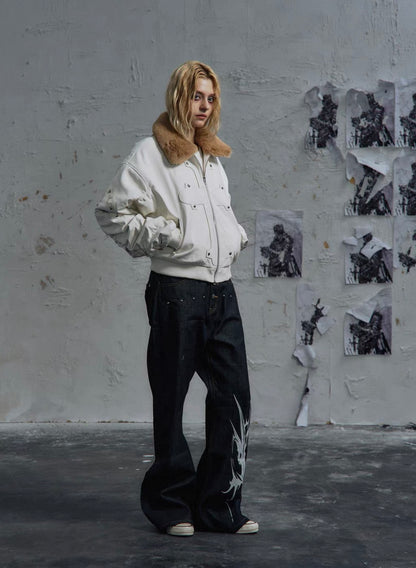 PAIKI PU Leather Bomber Jacket