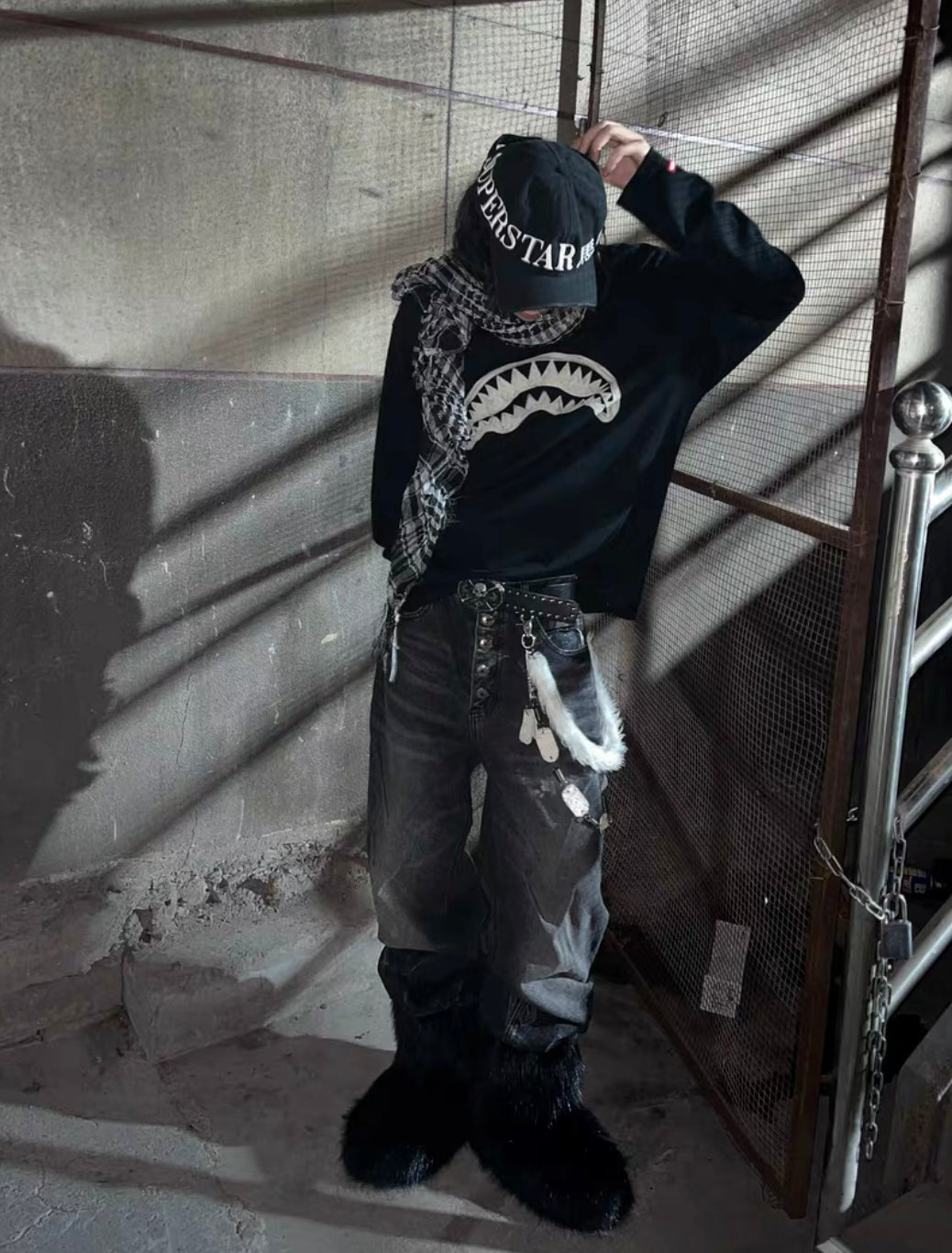NO E MOSEN Washed Black Baggy Jeans