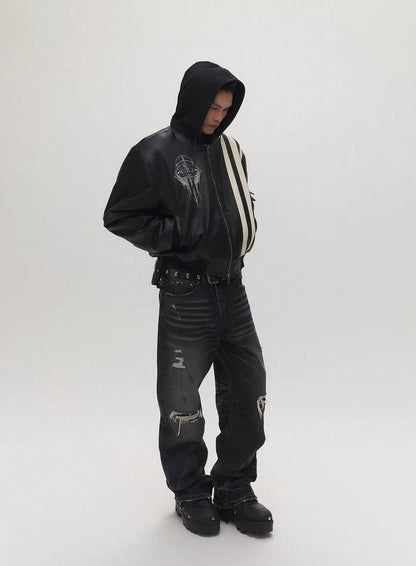 SGWCULT PU Leather Bomber Jacket