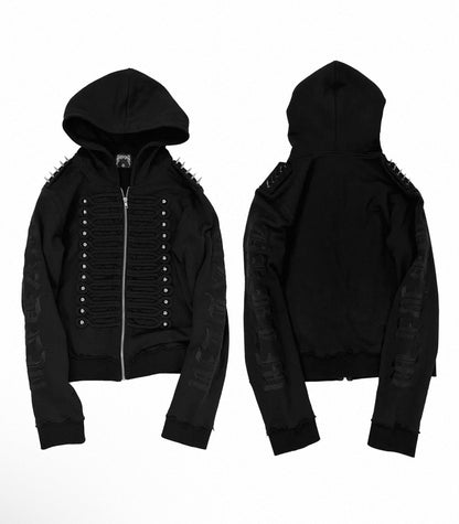 2000s Studded Hooded Zip-Up Jacket
