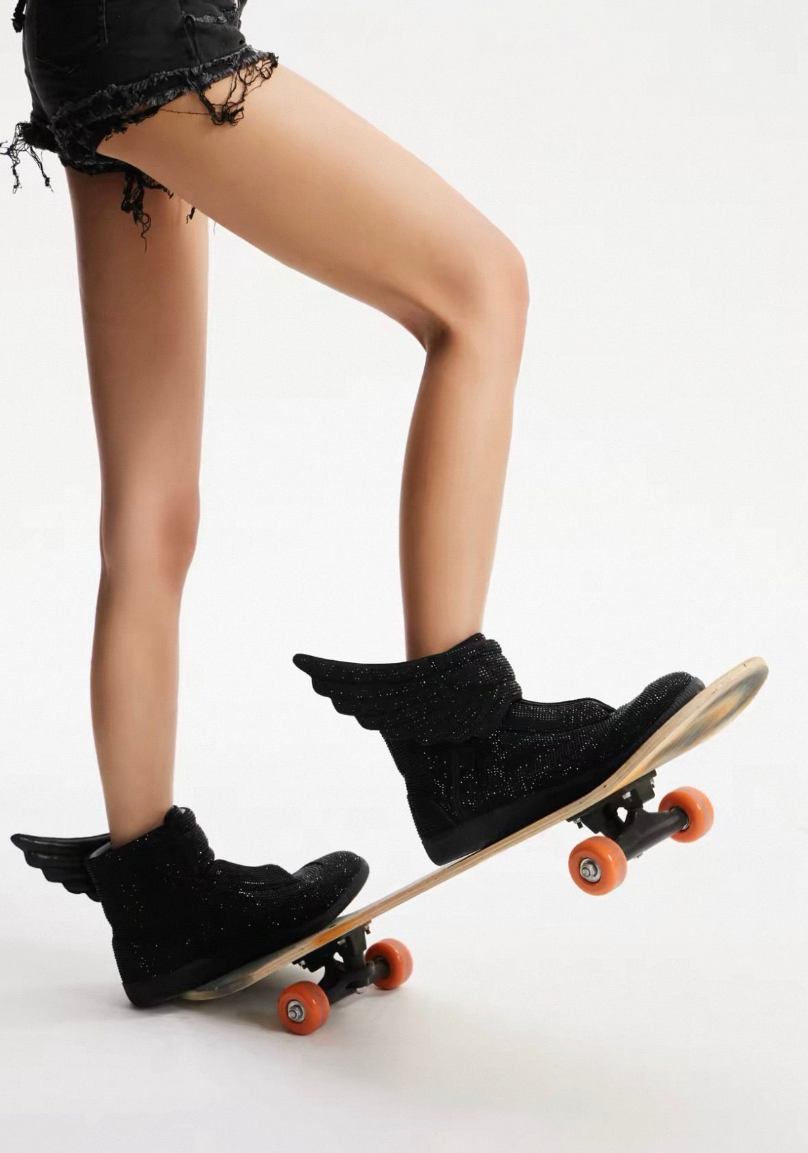 Wing Rhinestone Platform Sneakers