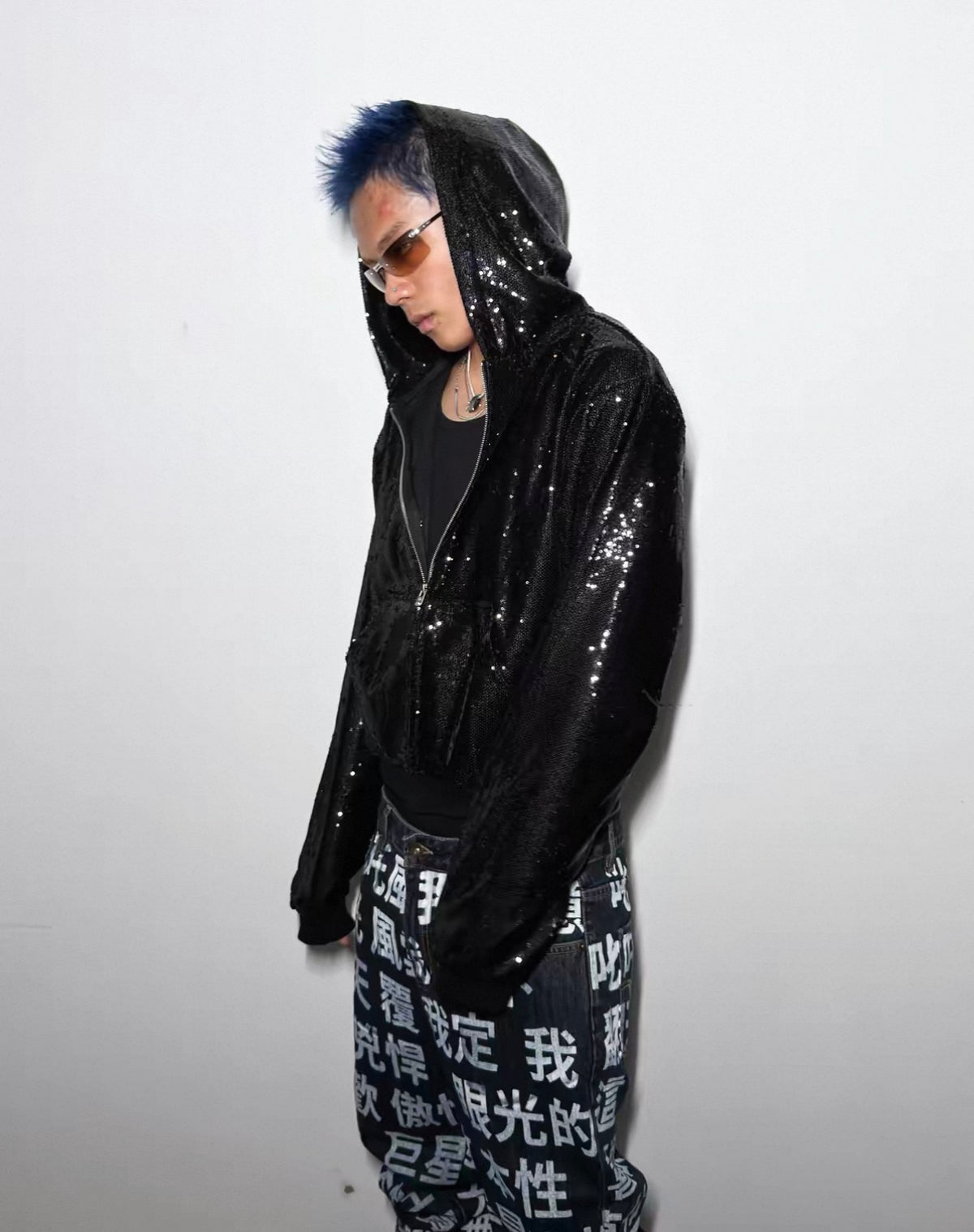 Liquid Metallic Zip-Up Hoodie