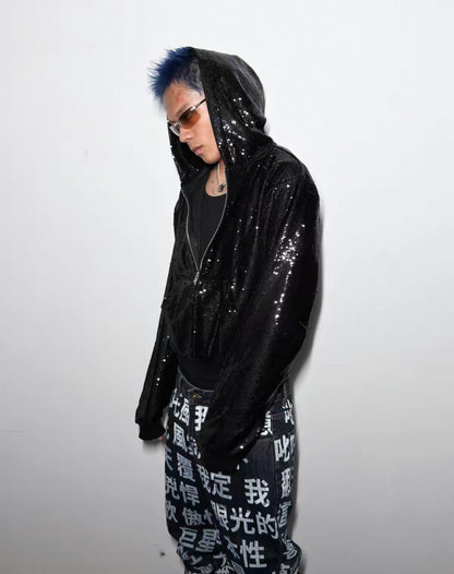 Liquid Metallic Zip-Up Hoodie
