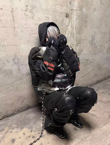 YOUWILLKNOW PU Lether Technical Flare Pants