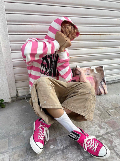 NUMB ASIA SWAGフラッシュプリント ストライプフーディー SELFISH