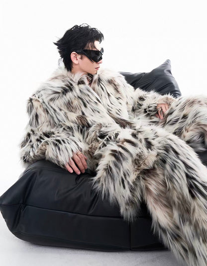 Leopard Faux Fur Jacket/Relaxed Pants Setup