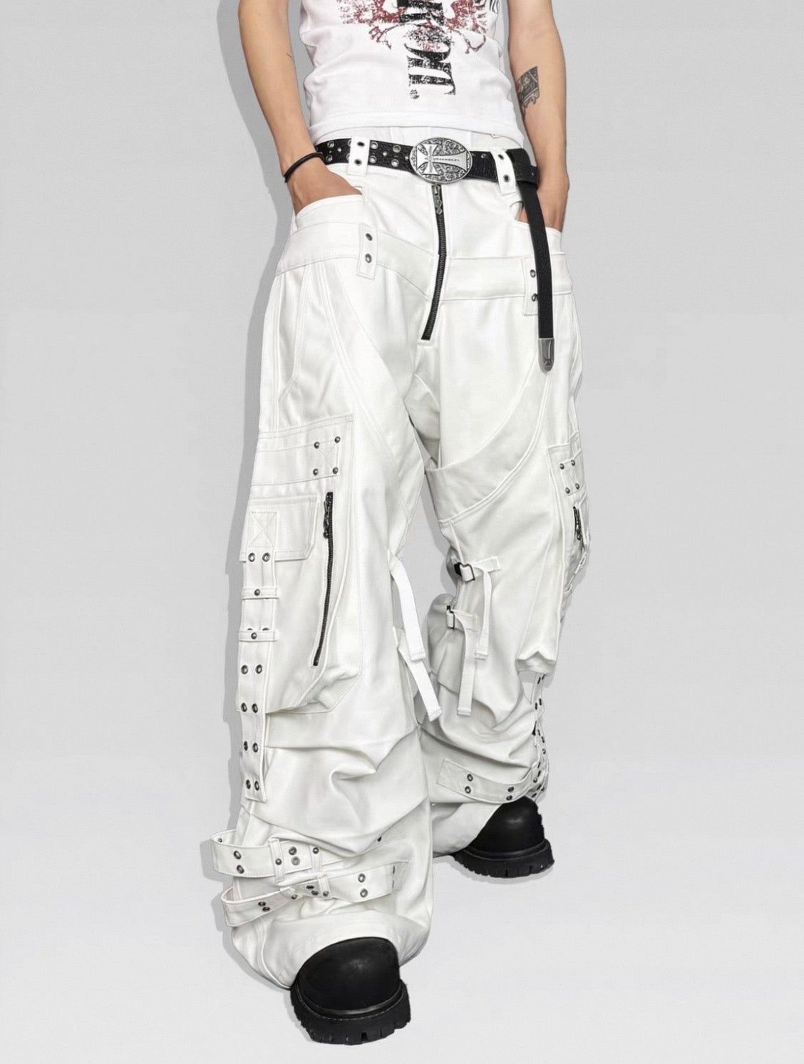 ATANOTHINGNESS Double Waist White Pants