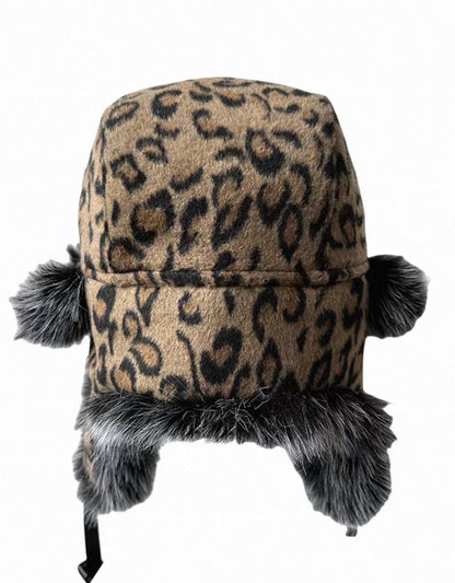 Winter Leopard-Print Trapper Hat