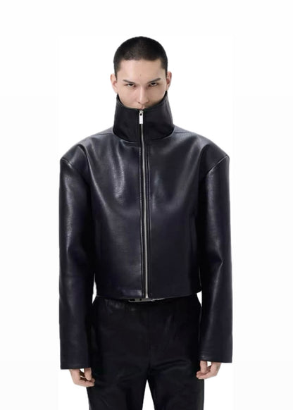 FRKM SCD High Neck PU Leather Jacket