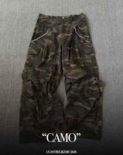 UCAN'TBELIKEME  Camo Double Waist Pants