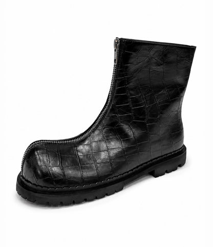 Leather Double-Zip Motorcycle Boots