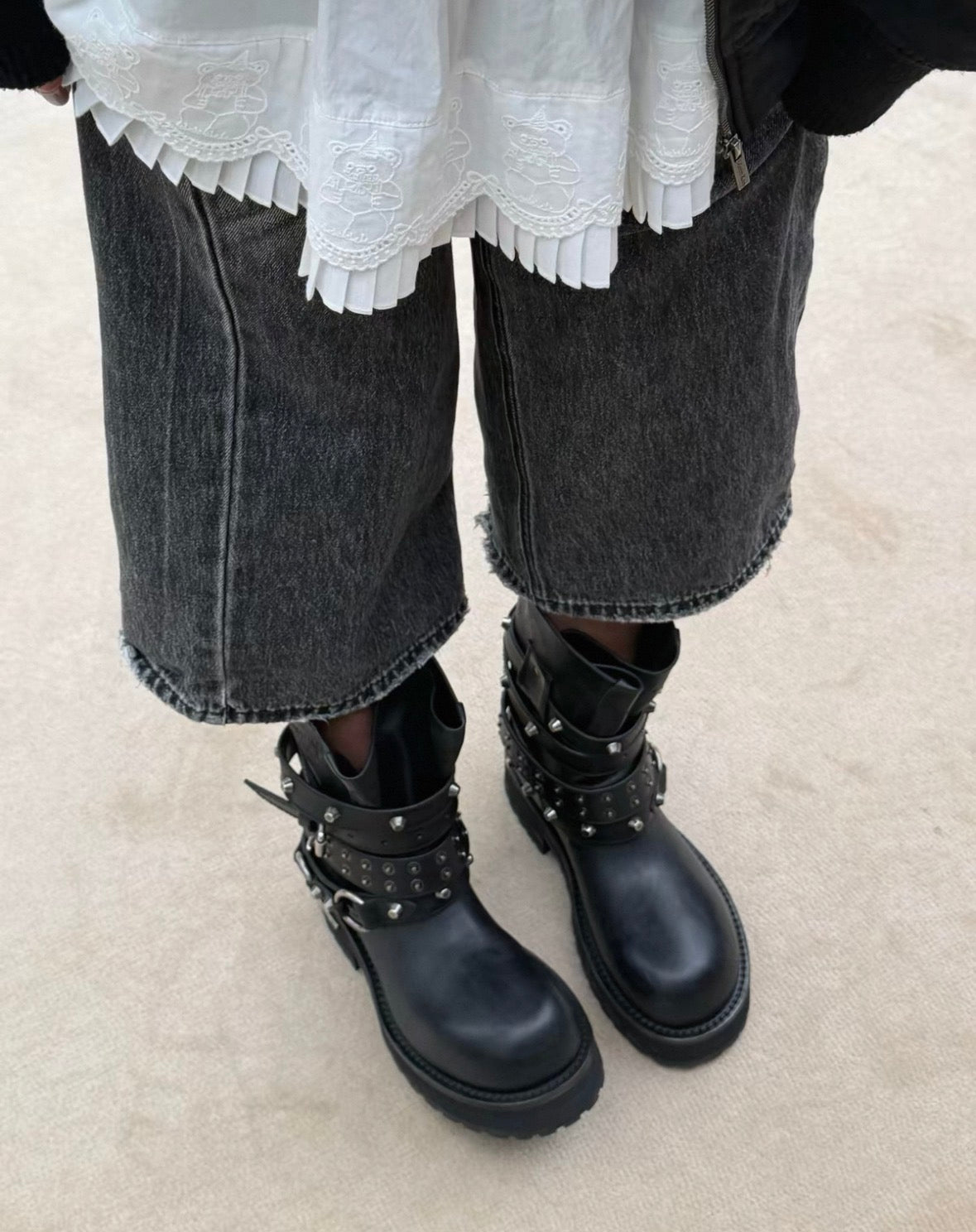 Waxed Leather Engineer Combat Boots