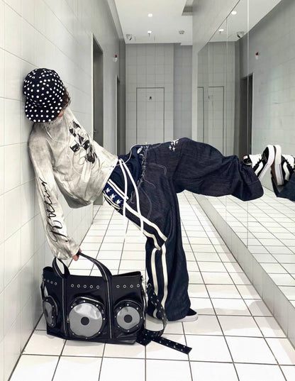 Double Waist Raw Denim Pants