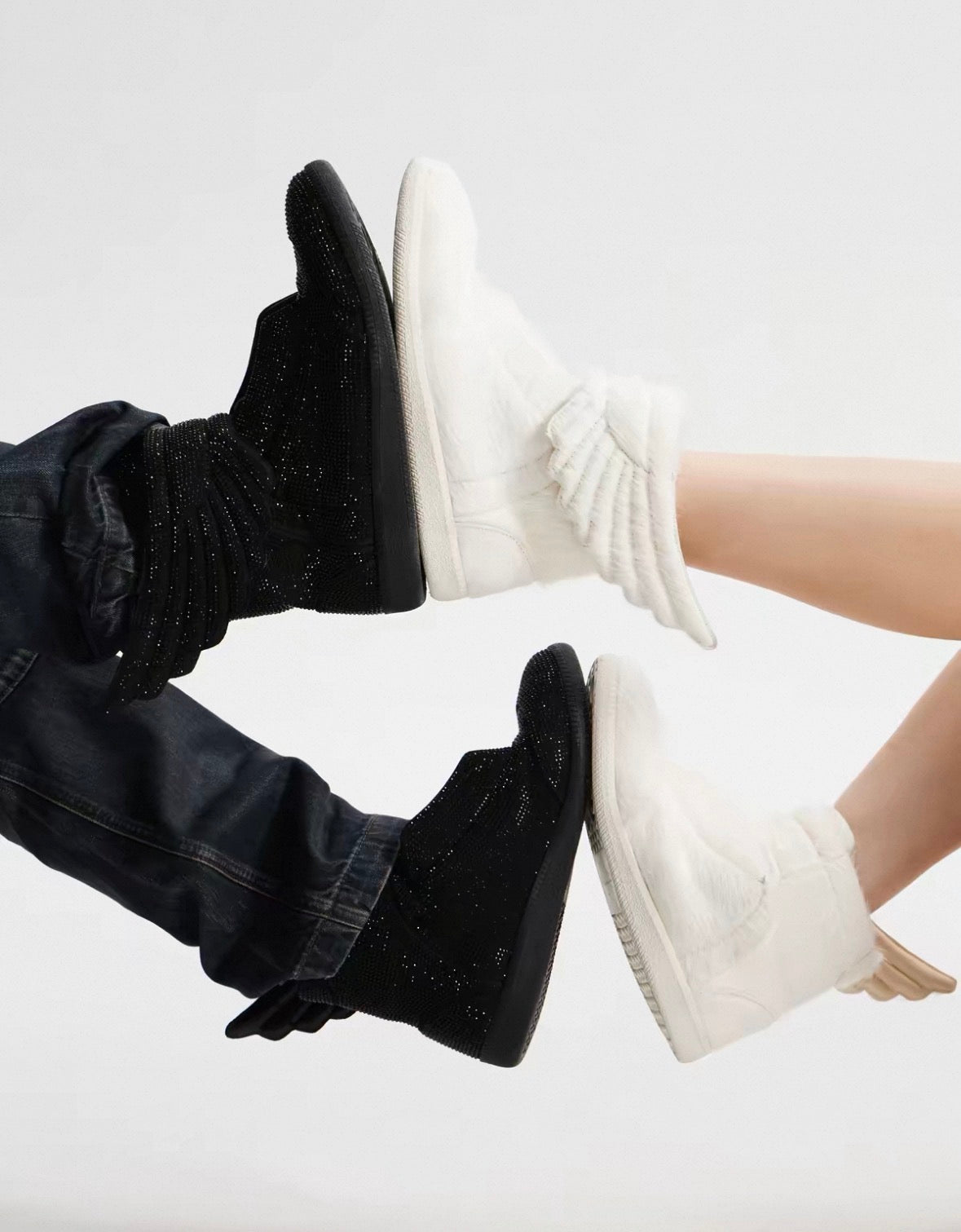 Wing Rhinestone Platform Sneakers