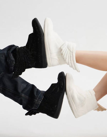 Wing Rhinestone Platform Sneakers