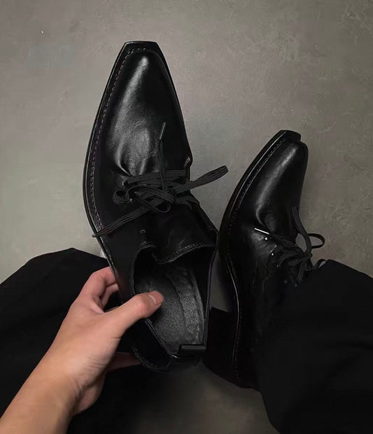 Pointed-Toe Wizard Derby Platform Shoes