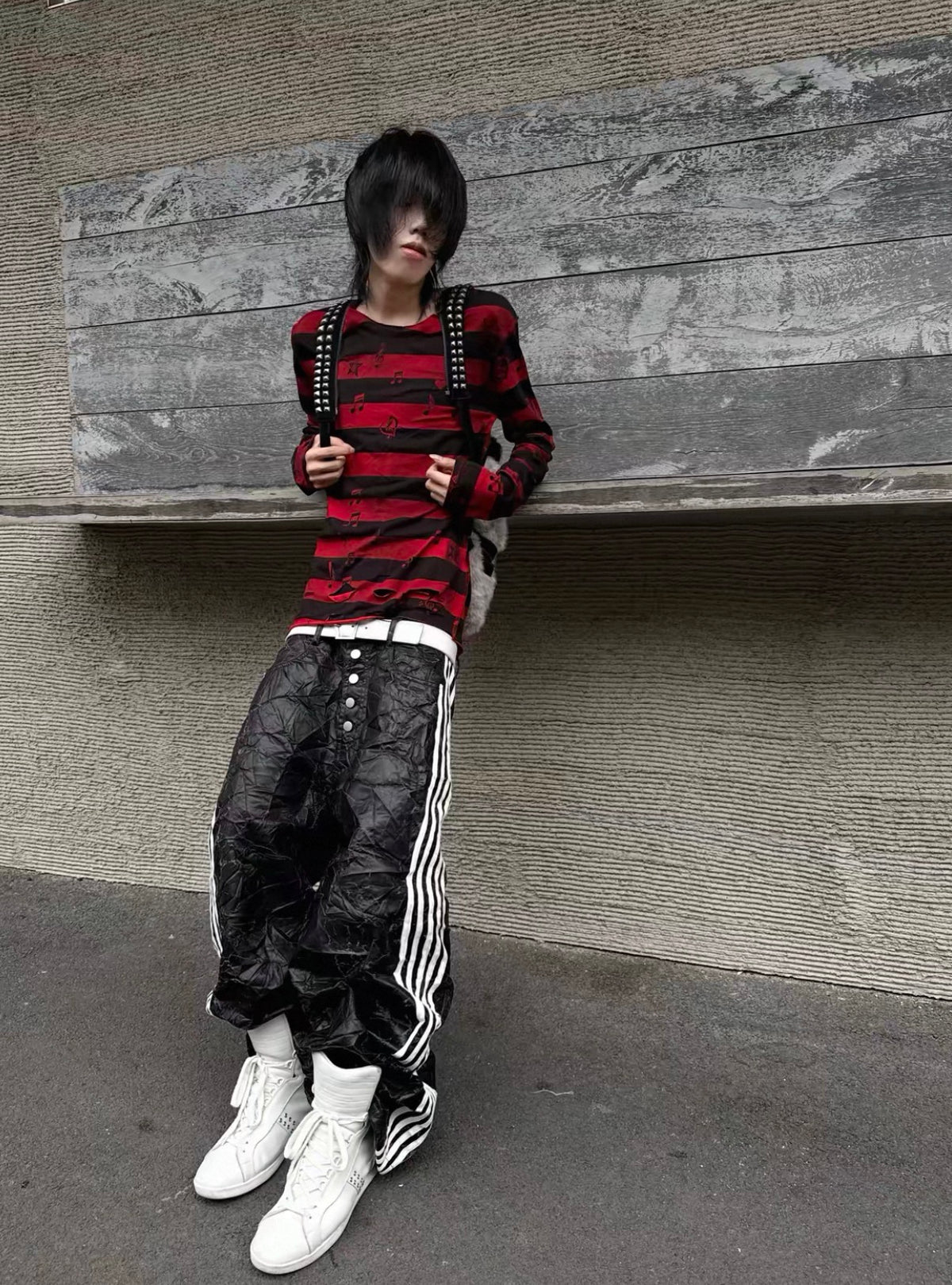 99CLUB クラックレザー ワイドパンツ 5本ライン SELFISH