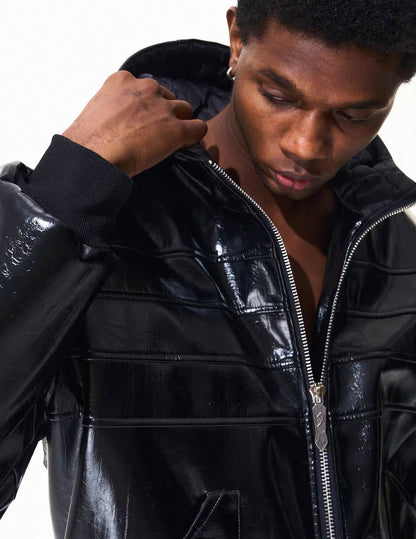 FOURTH3EX PU Leather Short Jacket