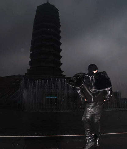 REBEL WAVE PU Leather Far Jacket