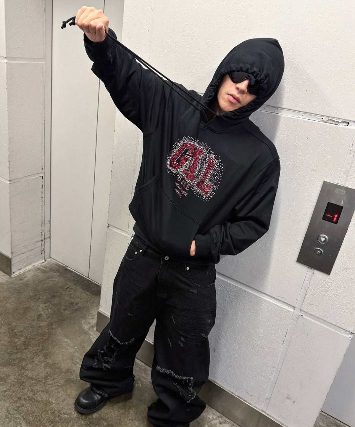 Rhinestone Sequin Graphic Heavyweight Hoodie