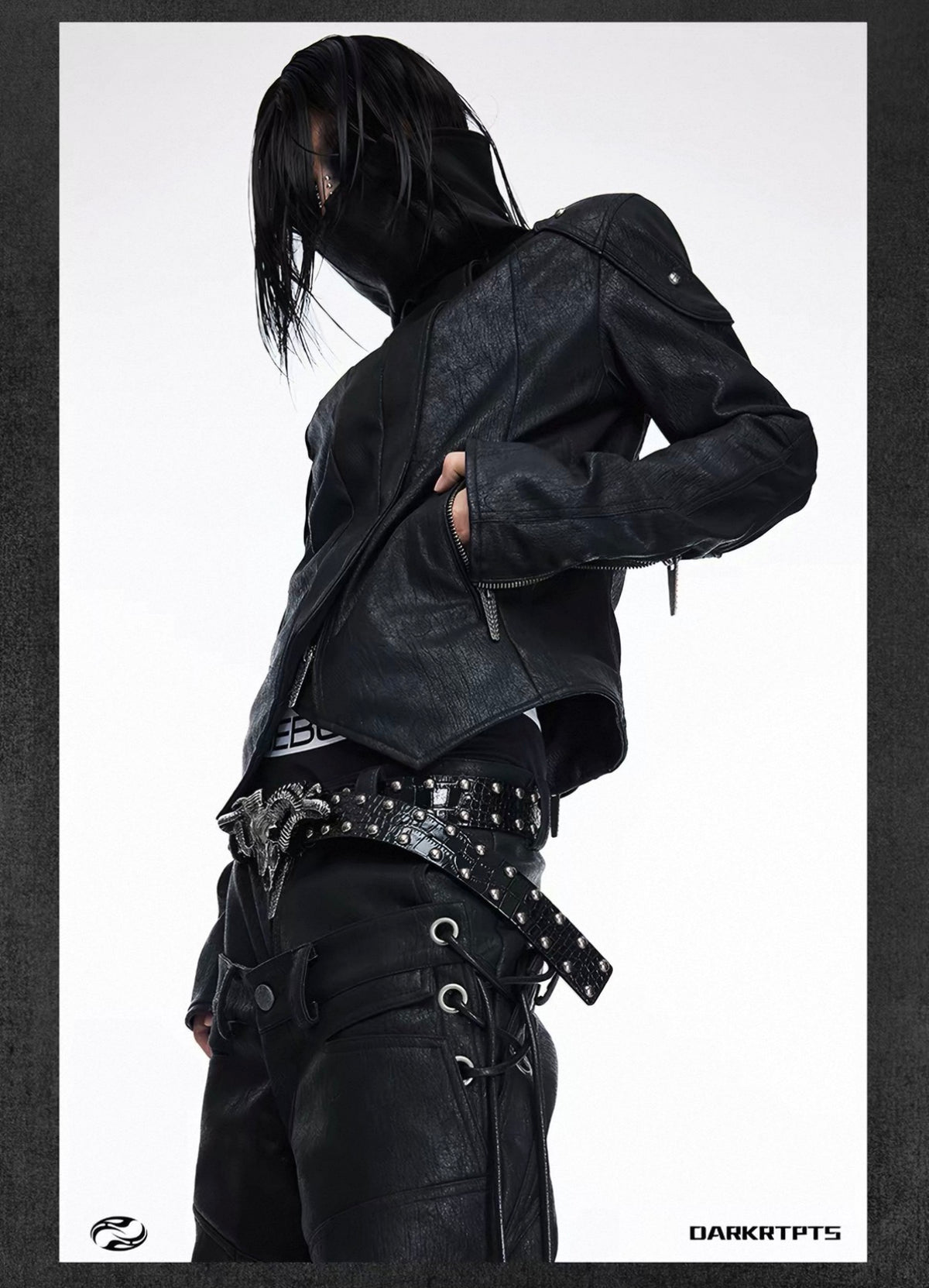 Asymmetric Split Stand Collar Leather Jacket