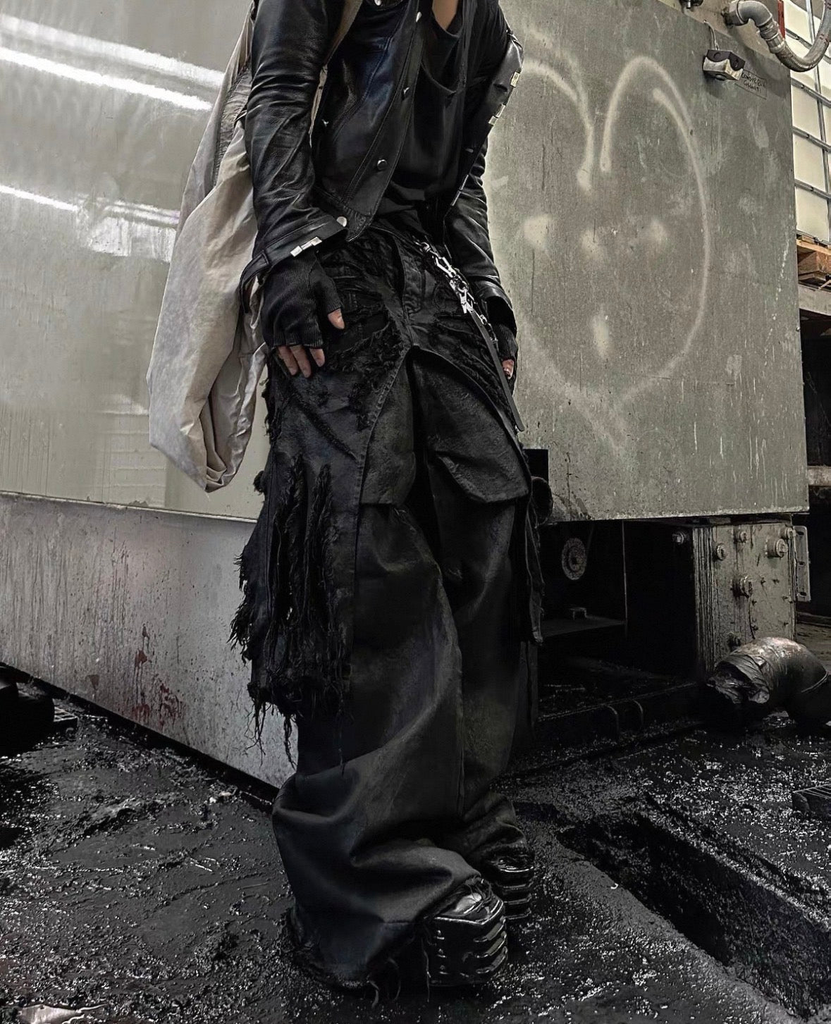 BLACK K Deathtroy Crush Denim Pants