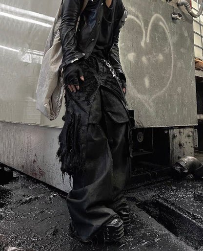 BLACK K Deathtroy Crush Denim Pants