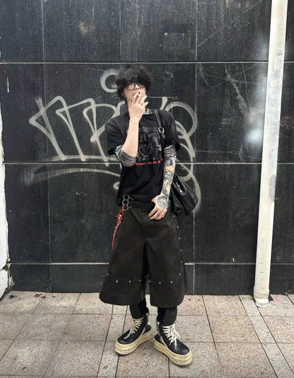 LOSECONTROLEDGE PU  Leather Half Pants