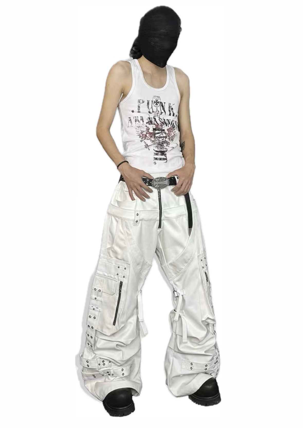 ATANOTHINGNESS Double Waist White Pants