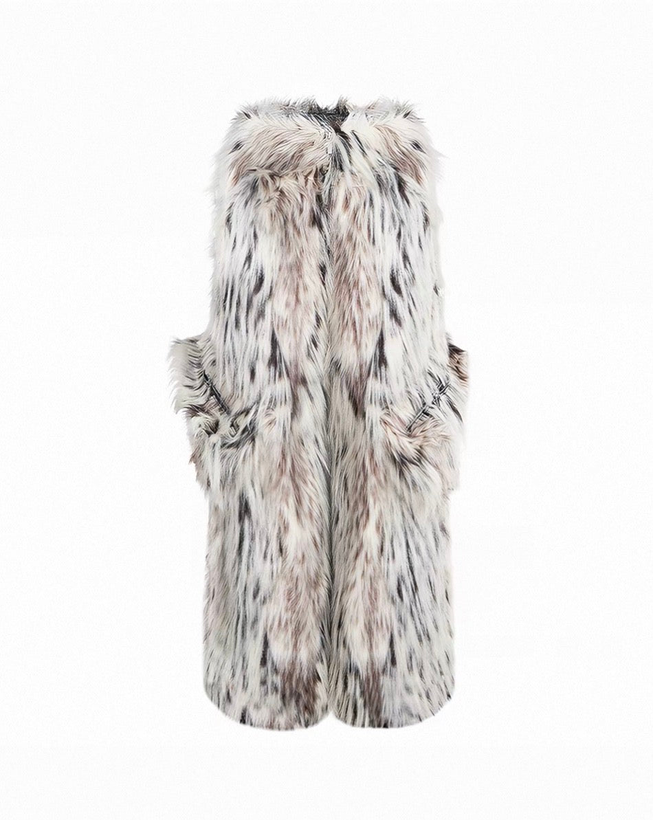Leopard Faux Fur Jacket/Relaxed Pants Setup