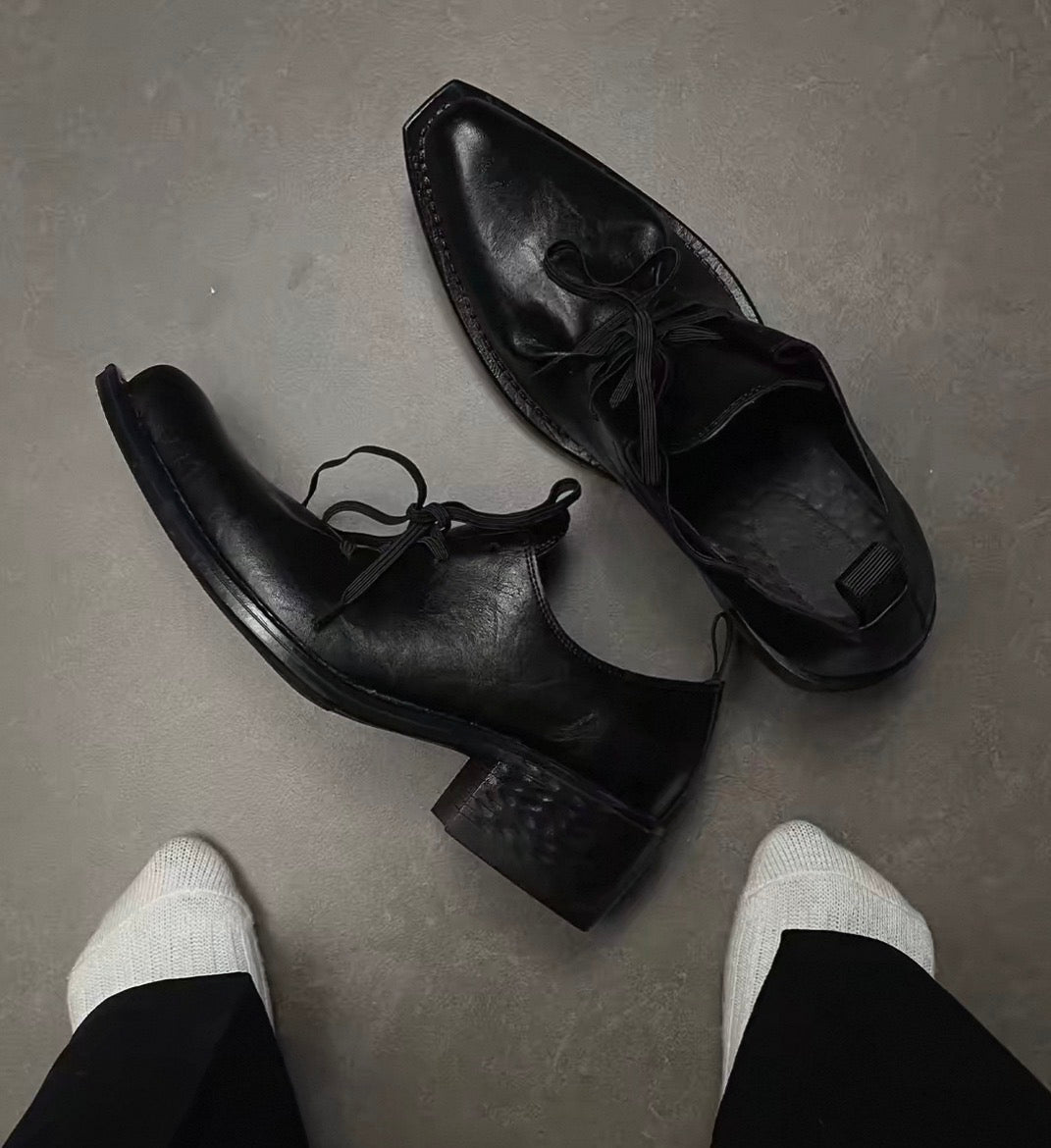 Pointed-Toe Wizard Derby Platform Shoes