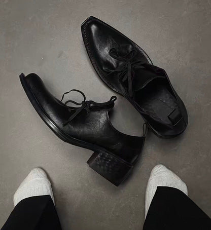 Pointed-Toe Wizard Derby Platform Shoes