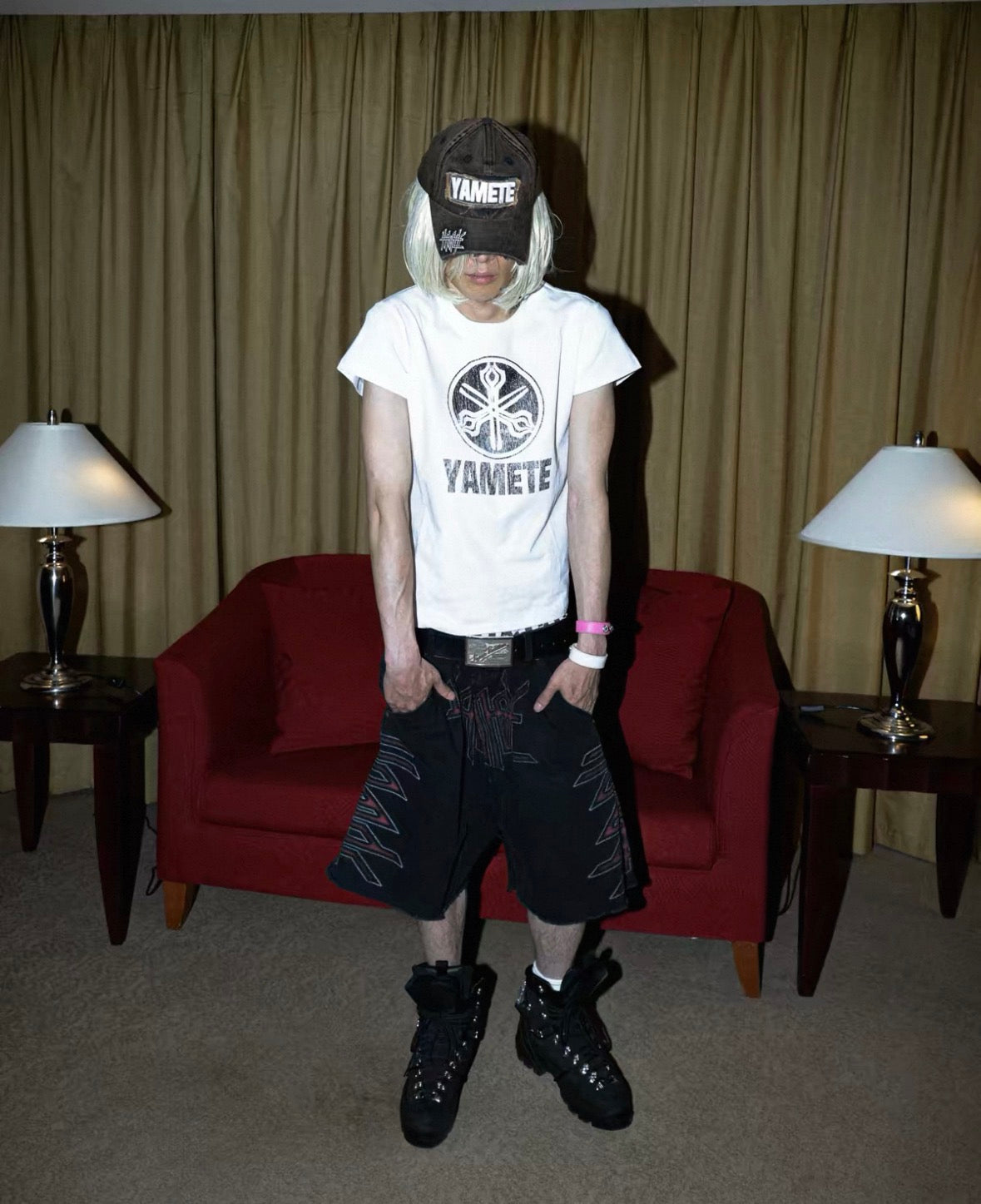 PCCVISION Black long half pants