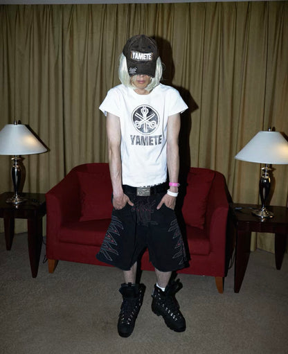 PCCVISION Black long half pants