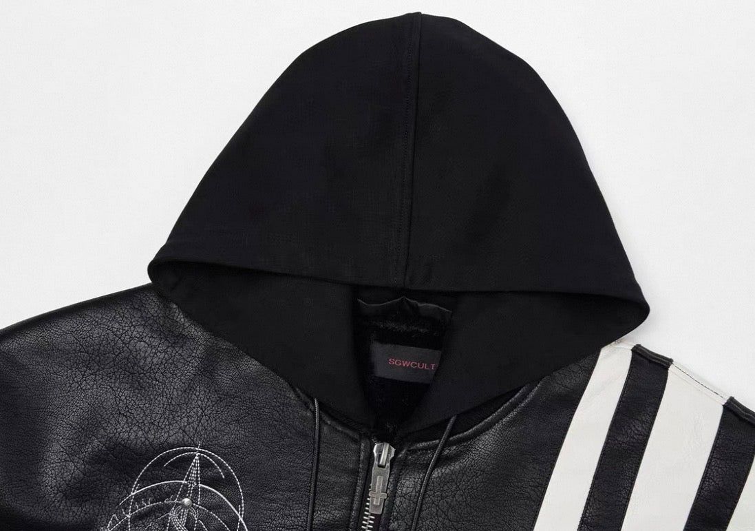 SGWCULT PU Leather Bomber Jacket