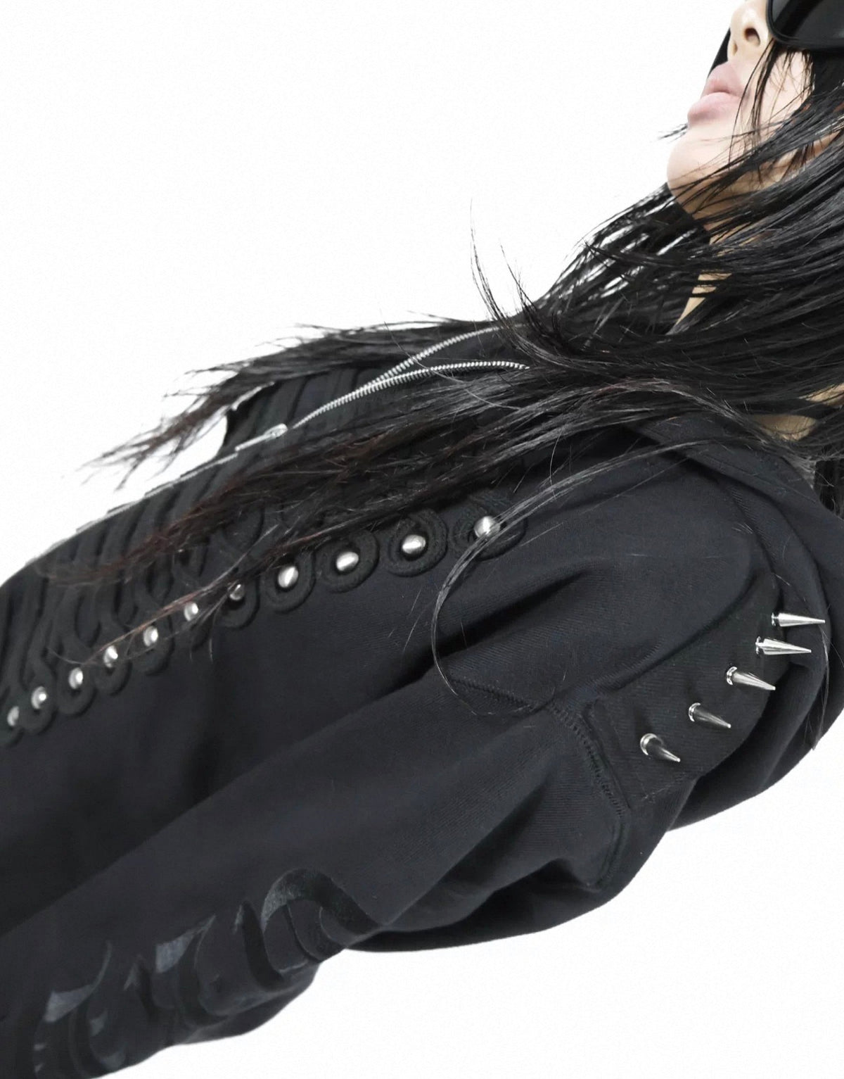 2000s Studded Hooded Zip-Up Jacket