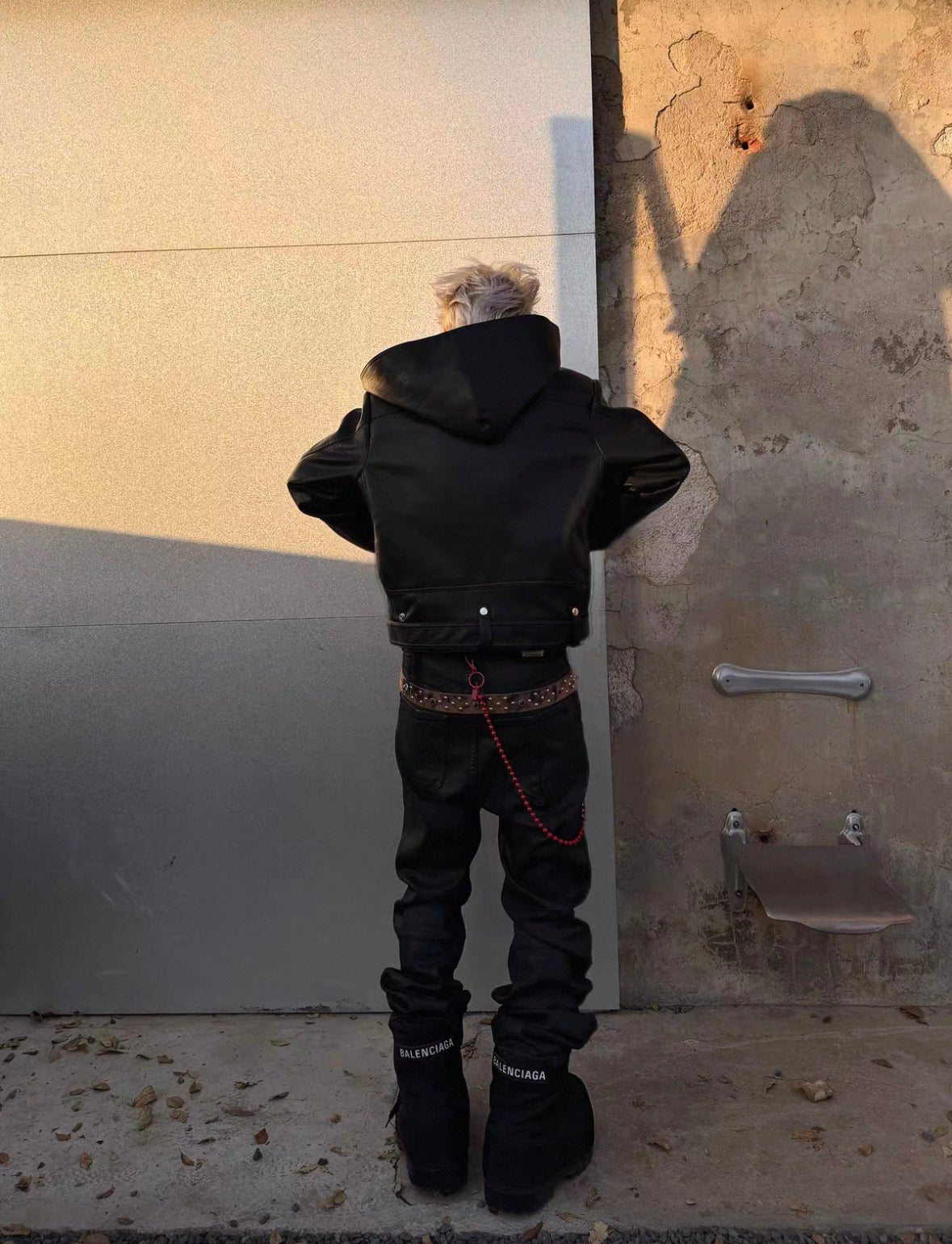 EODUP High Neck PU Leather Jacket